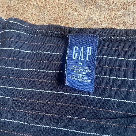 GAP 3/4 Sleeve Black Striped Shirt - Picture 5 of 7